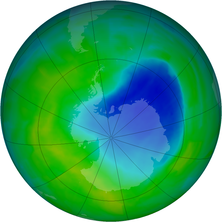 Antarctic ozone map for 05 December 2011